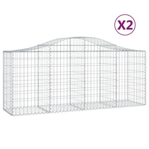 Buede gabionkurve - 2 stk. 200×50×80/100 cm i galvaniseret jern