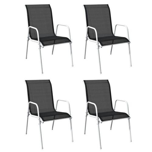 Udendørs spisebordssæt 5 dele stål sort