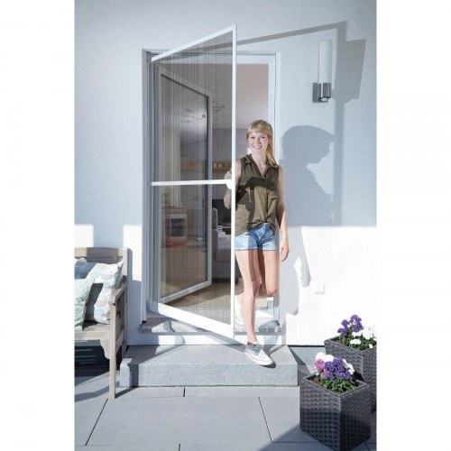 Schellenberg moskitonet til dør - glasfiber/aluminium, hvid 100 x 210 cm