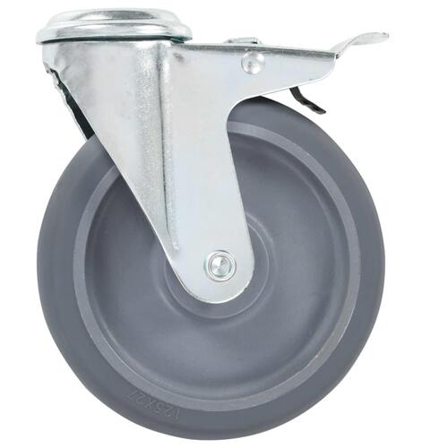Drejehjul med bolthul og dobbelte bremser 4 stk. 125 mm