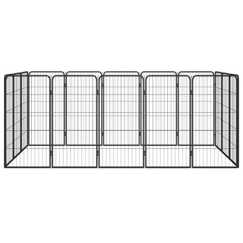 16-panels hundegård 50x100 cm pulverlakeret stål sort