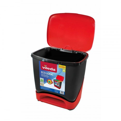 Vileda ECO-LOGIC skraldespand 39 l - sort/rød, polypropylen