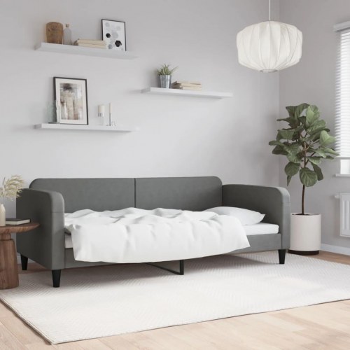 Daybed 90x200 cm i stof - mørkegrå sengeramme med lameller