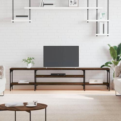 Tv-bord 201x35x45 cm konstrueret træ og jern brun egetræsfarve