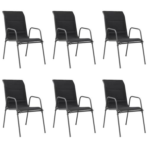 Stabelbare havestole 6 stk. stål og textilene sort