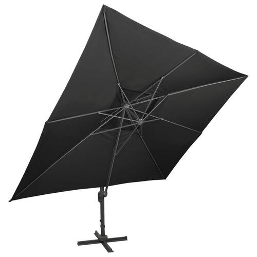 Hængeparasol med dobbelt top 400x300 cm sort