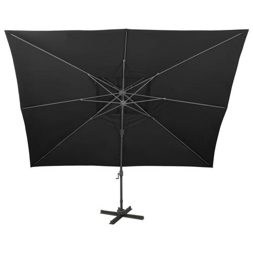 Hængeparasol med dobbelt top 400x300 cm sort