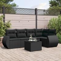 Sofasæt til haven 6 dele med hynder polyrattan sort