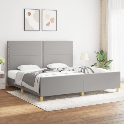 Sengeramme uden madras 200x200 cm - stof, lysegrå
