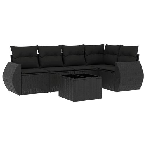 Sofasæt til haven 6 dele med hynder polyrattan sort