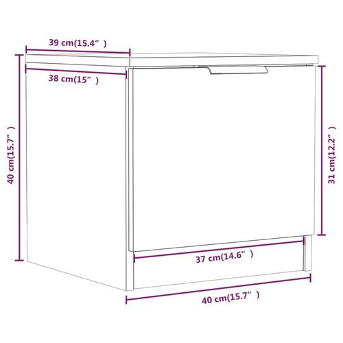 Sengebord 40x39x40 cm 2 stk. sort
