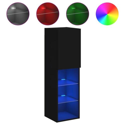 Tv-borde med LED-lys 2 stk. 30,5x30x102 cm sort