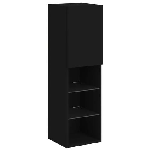 Tv-borde med LED-lys 2 stk. 30,5x30x102 cm sort