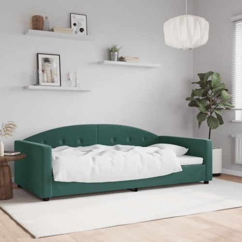 Daybed 100 x 200 cm i velour - mørkegrøn sovesofa