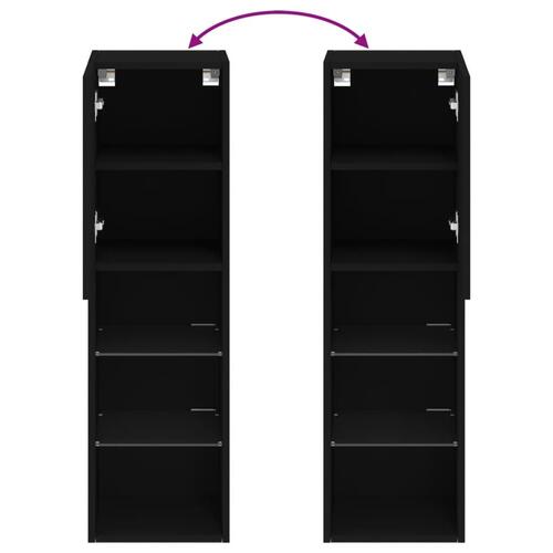 Tv-borde med LED-lys 2 stk. 30,5x30x102 cm sort