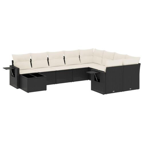 Sofasæt til haven 10 dele med hynder polyrattan sort