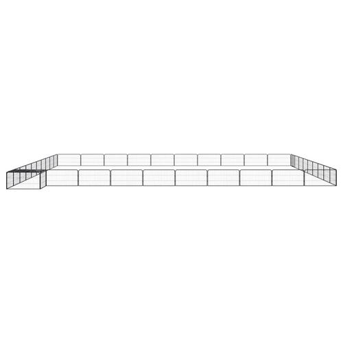 40-panels hundegård 100x50 cm pulverlakeret stål sort