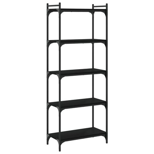 Bogreol med 5 hylder 60x30x154 cm konstrueret træ sort