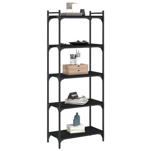Bogreol med 5 hylder 60x30x154 cm konstrueret træ sort