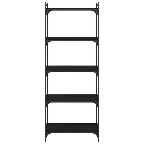 Bogreol med 5 hylder 60x30x154 cm konstrueret træ sort