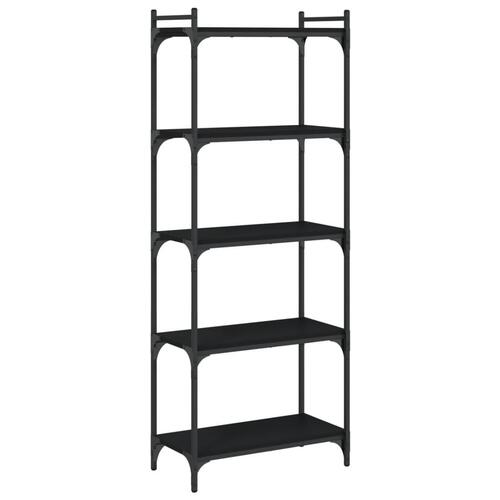 Bogreol med 5 hylder 60x30x154 cm konstrueret træ sort