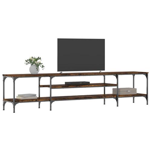 Tv-bord 201x35x45 cm konstrueret træ og jern røget egetræsfarve