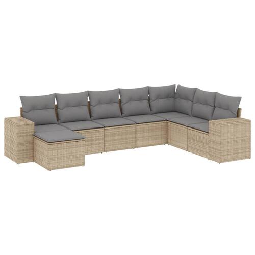 Sofasæt til haven 8 dele med hynder polyrattan beige