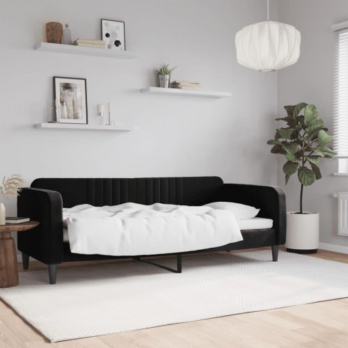 Daybed 80×200 cm i velour - sort sovesofa til gæsteværelse og stue