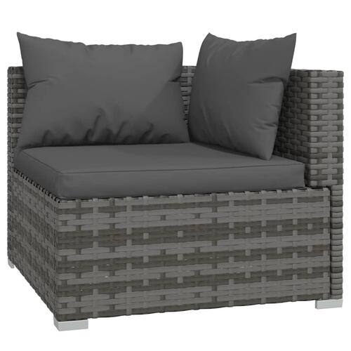 Loungesæt til haven 9 dele med hynder polyrattan grå9