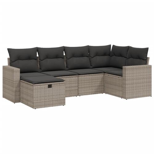 Sofasæt til haven 6 dele med hynder polyrattan grå