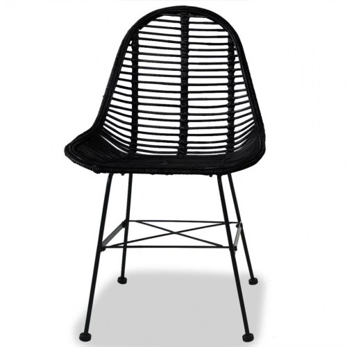 Spisebordsstole 2 stk. naturligt rattan sort