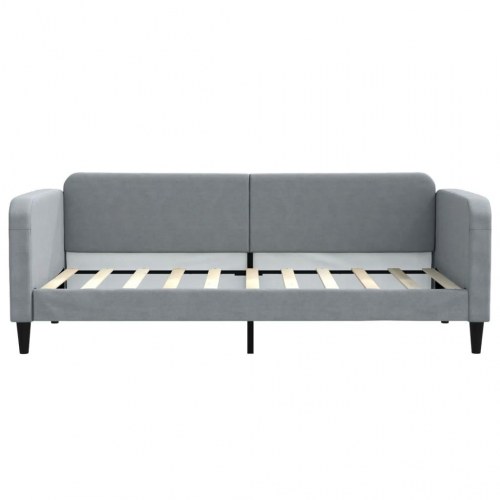 Daybed 90 x 190 cm i stof - lysegrå sovesofa med armlæn