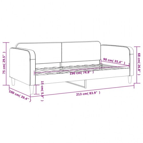 Daybed 90 x 190 cm i stof - lysegrå sovesofa med armlæn