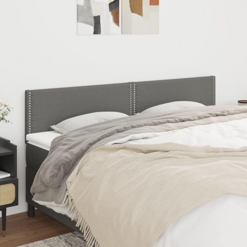 Sengegavl 180 x 5 x 78/88 cm - stof, mørkegrå med nitter