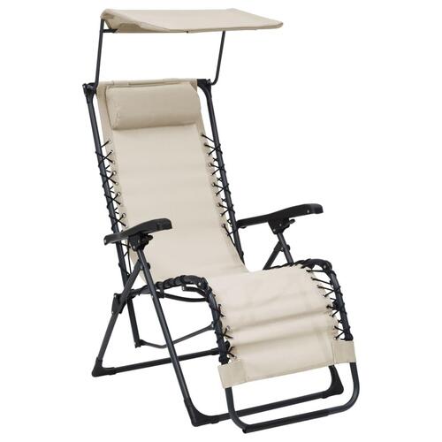 Foldbar liggestol textilene cremefarvet