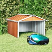 Garage til robotplæneklipper 92x97x63 cm galvaniseret stål brun