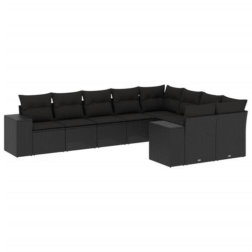 Sofasæt til haven 9 dele med hynder polyrattan sort