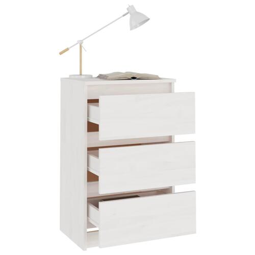 Sengeskab 40x29,5x64 cm massivt fyrretræ hvid