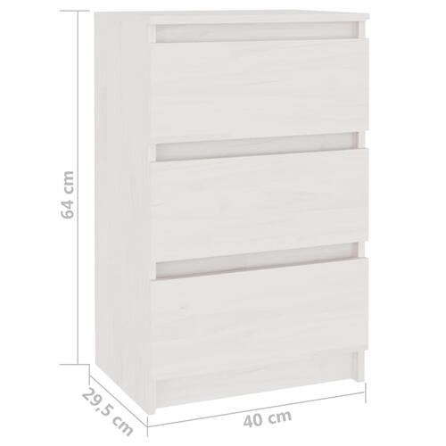 Sengeskab 40x29,5x64 cm massivt fyrretræ hvid
