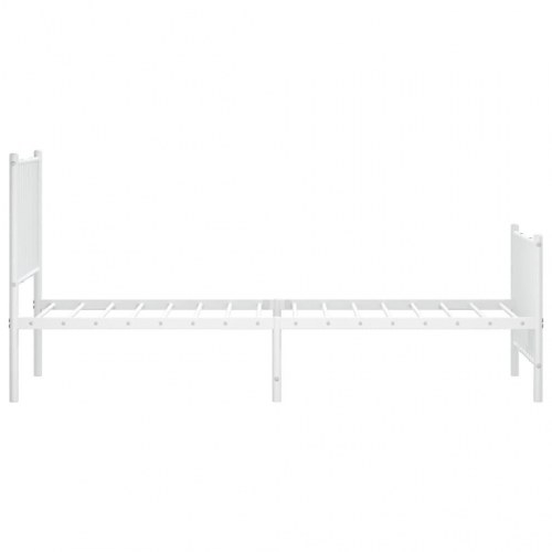 Sengeramme med sengegavl og fodgærde 80×200 cm - metal, hvid