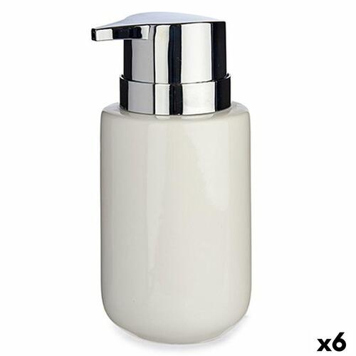 Sæbedispenser Hvid Sølvfarvet Metal Keramik 300 ml (6 enheder)