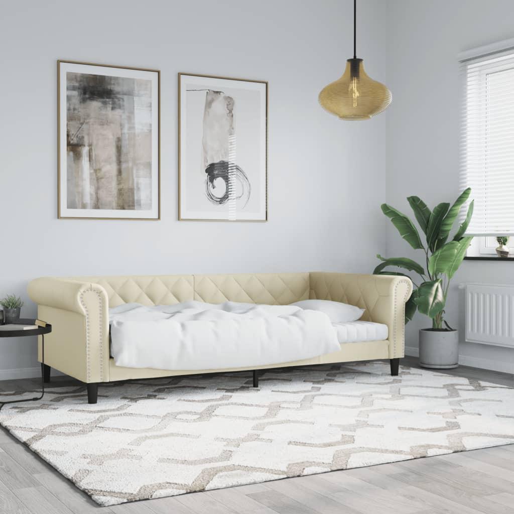 Daybed 80x200 cm kunstlæder cremefarvet billede