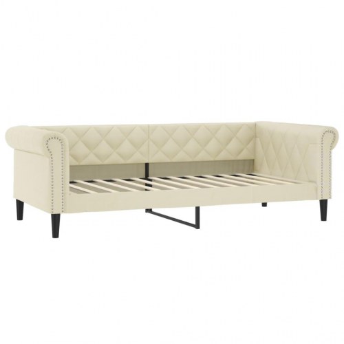 Daybed 80×200 cm i kunstlæder - cremefarvet sengeramme/sovesofa