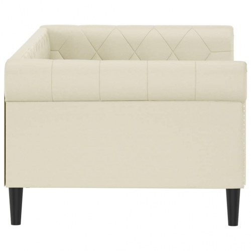 Daybed 80×200 cm i kunstlæder - cremefarvet sengeramme/sovesofa