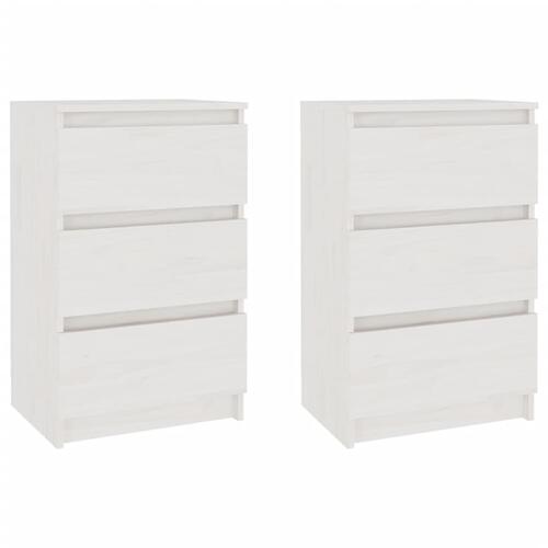 Sengeborde 2 stk. 40x29,5x64 cm massivt fyrretræ hvid