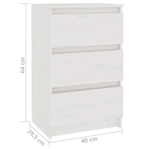 Sengeborde 2 stk. 40x29,5x64 cm massivt fyrretræ hvid