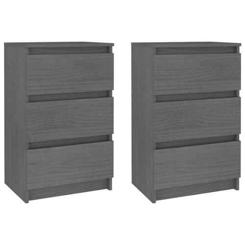 Sengeborde 2 stk. 40x29,5x64 cm massivt fyrretræ grå