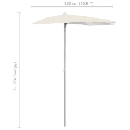 Halv parasol med stang 180x90 cm sandfarvet