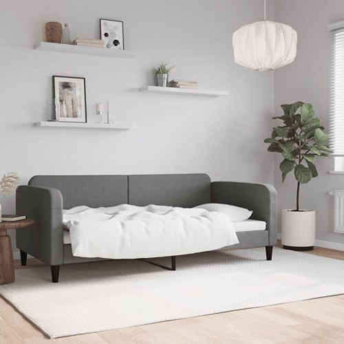 Daybed 90x190 cm i stof - mørkegrå sovesofa med lamelbund