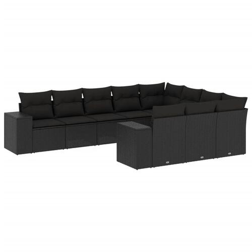 Sofasæt til haven 10 dele med hynder polyrattan sort